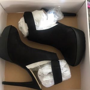 Black sling back mule high heels